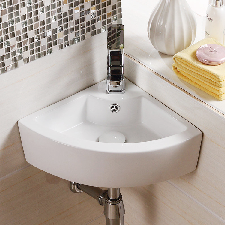 墙洗手盆转角小台盆卫生间迷你小号三角洗脸盆-简易陶瓷洗漱台